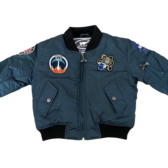Up and Away Junior Astronaught Bomber Jacket Boy's Small (4/5) Dark Teal - Picture 1 of 7